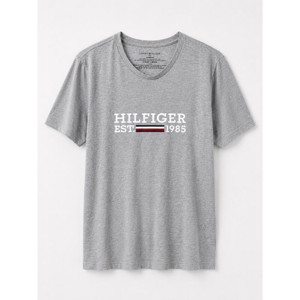 Tommy Hilfiger Gray Logo T Shirt Mens XL Short Sleeve Crew Neck Casual Tee - Picture 2 of 6